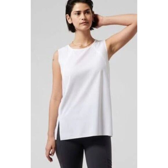 ATHLETA ZEPHYR REFIND TRAVEL WORK EVERYDAY WEAR VERSATILE LINEN LIKE TANK LARGE - Picture 2 of 6